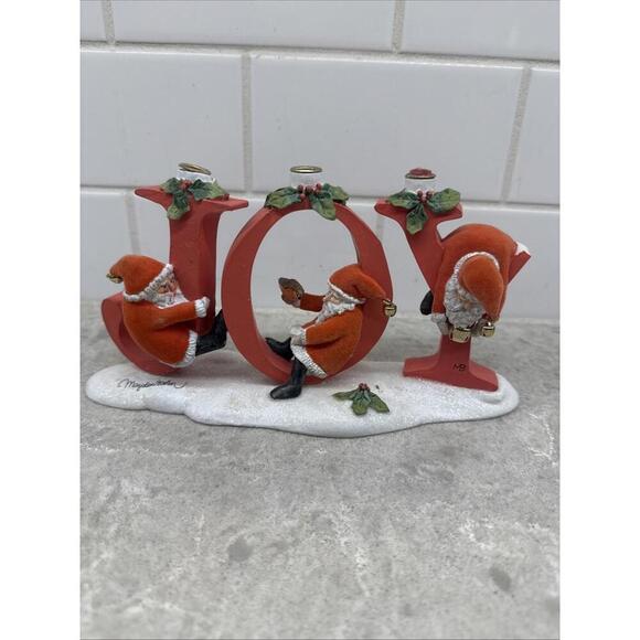 Hallmark Natures Sketchbook Marjolein Bastin Christmas JOY Santa Candle Holder - Picture 1 of 7